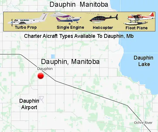 Dauphin airport terminal and runway area
